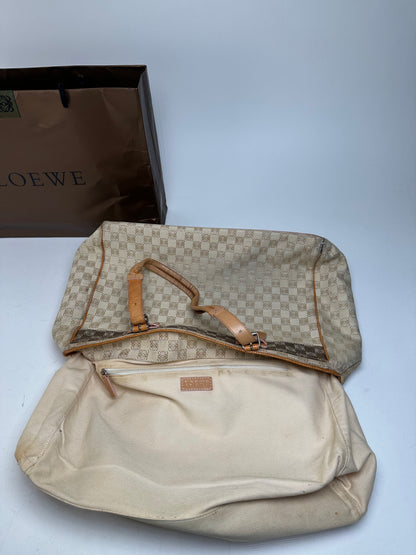 Vintage Loewe Madrid Anagram Canvas Leather tote Bag Beige Brown