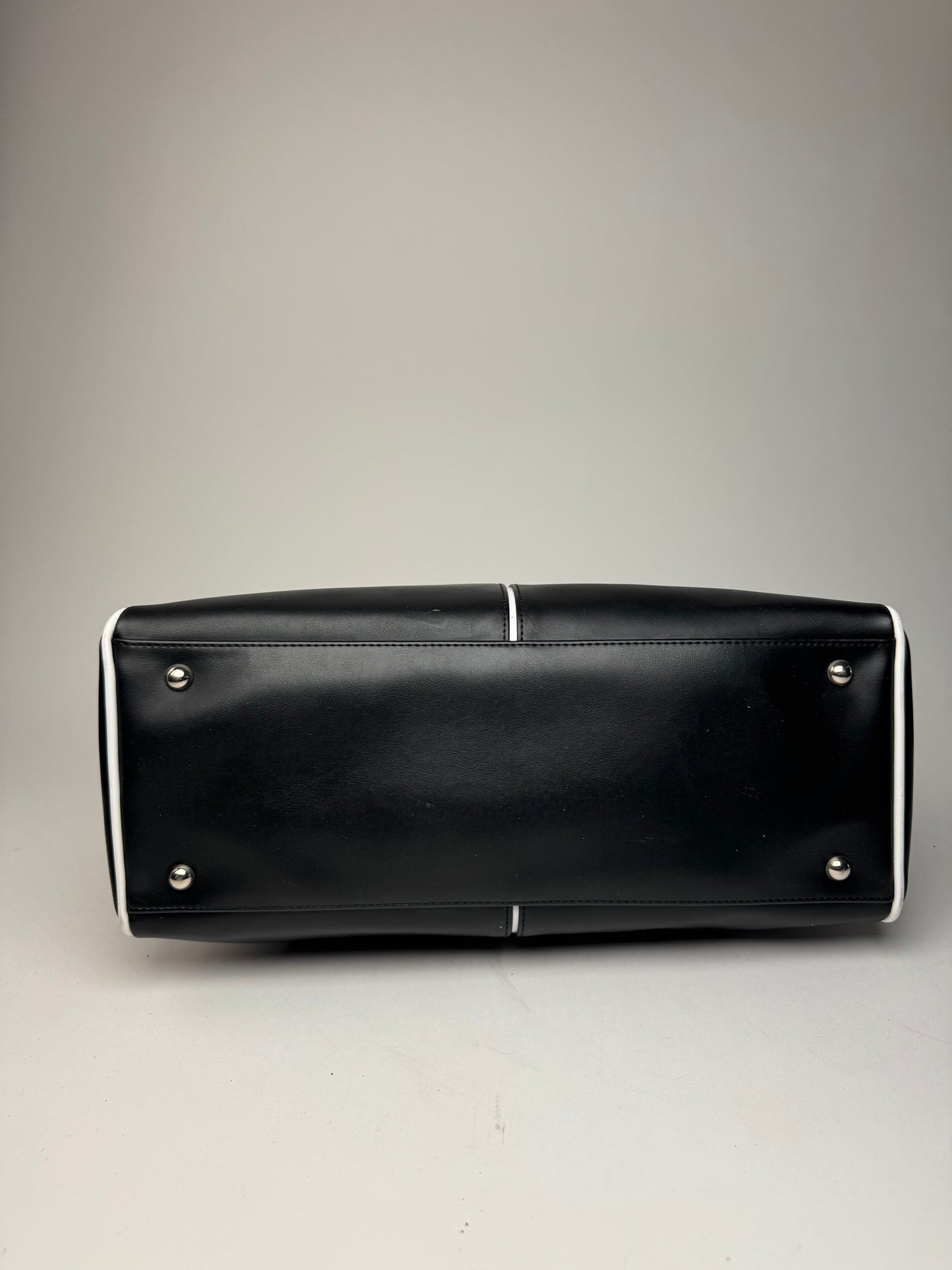 Vintage Courreges Leather Bag Black White