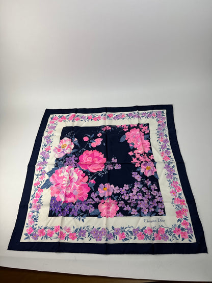 Vintage Dior Silk Scarf PurpleNavy