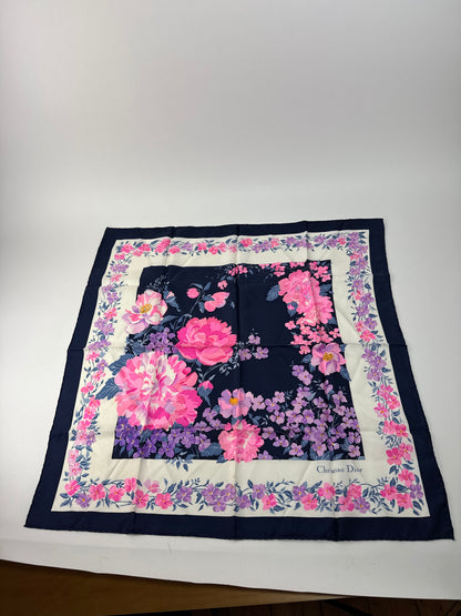 Vintage Dior Silk Scarf PurpleNavy