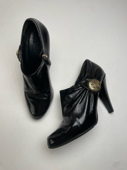 Vintage Gucci Patent Leather Heeled Boots Black 37,5