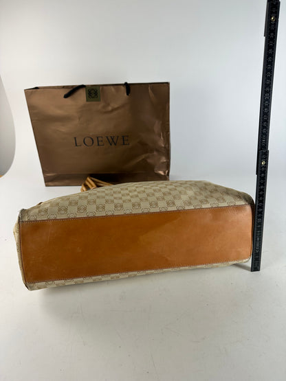 Vintage Loewe Madrid Anagram Canvas Leather tote Bag Beige Brown