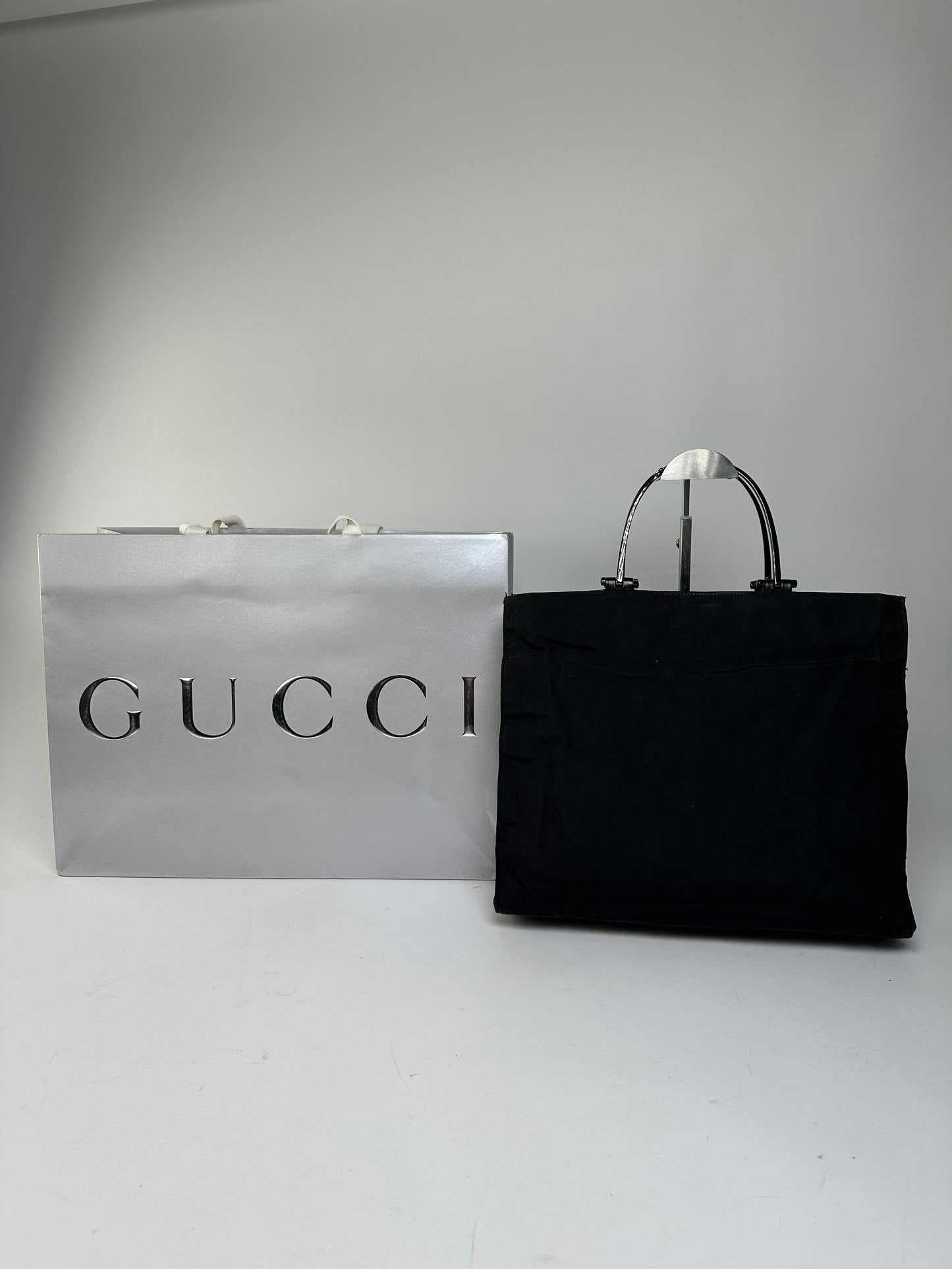 Vintage Gucci Nylon Canvas Tote Bag Black