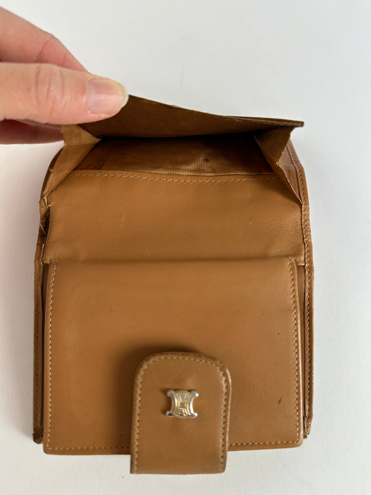 Vintage Celine Macadam Canvas Bifold Wallet Beige Brown