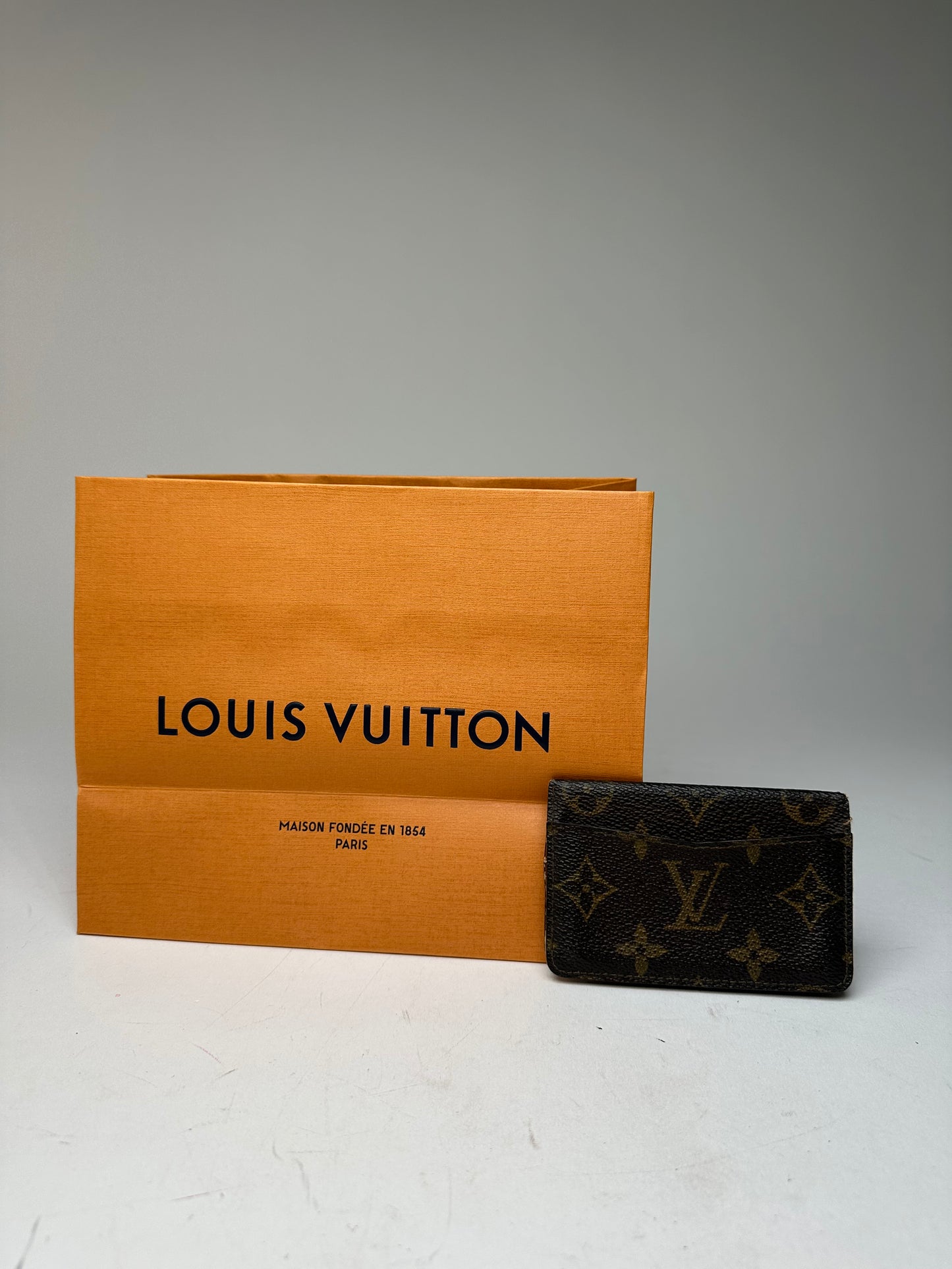 Vintage Louis Vuitton Leather Monogram Card Holder Brown