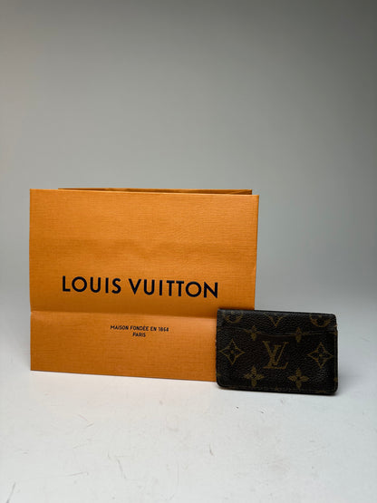 Vintage Louis Vuitton Leather Monogram Card Holder Brown