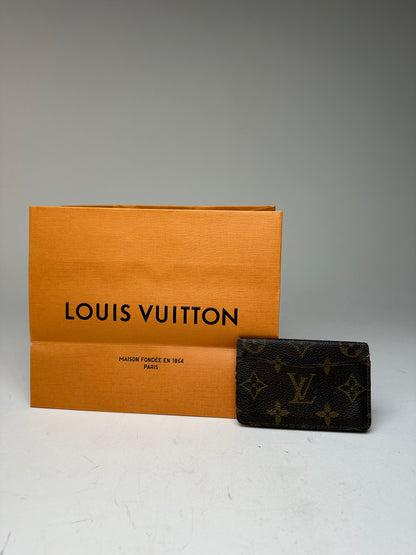 Vintage Louis Vuitton Leather Monogram Card Holder Brown