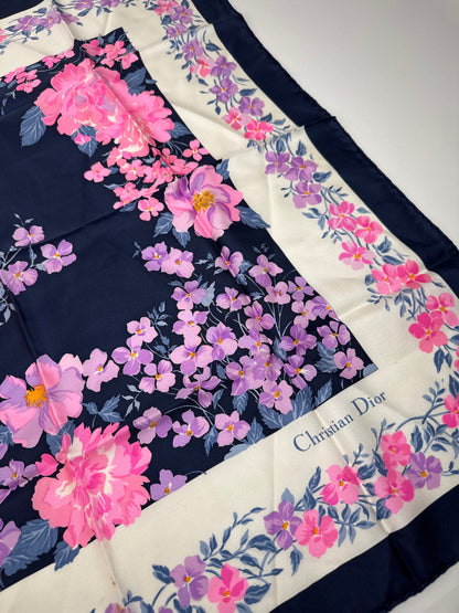 Vintage Dior Silk Scarf PurpleNavy