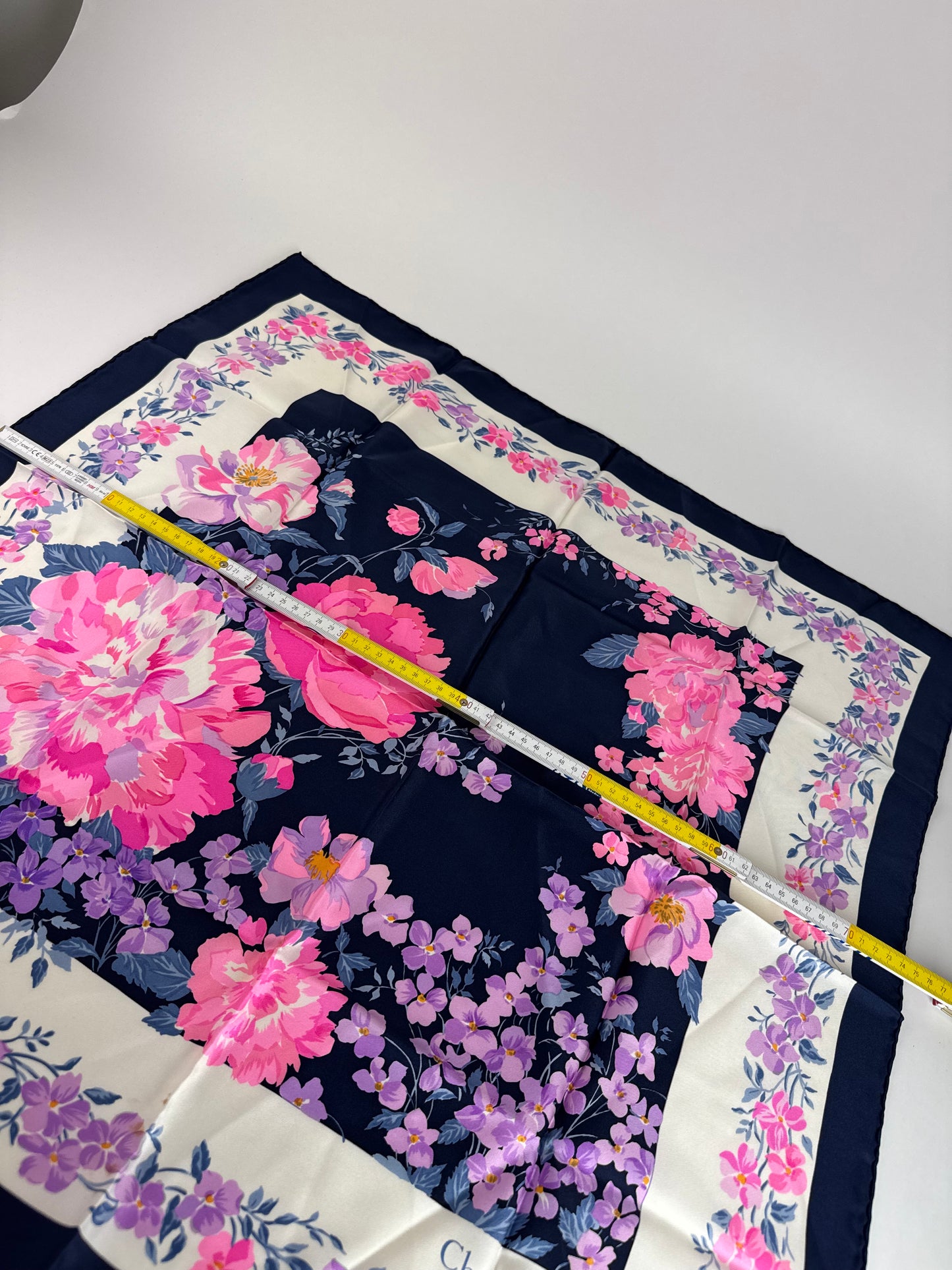 Vintage Dior Silk Scarf PurpleNavy