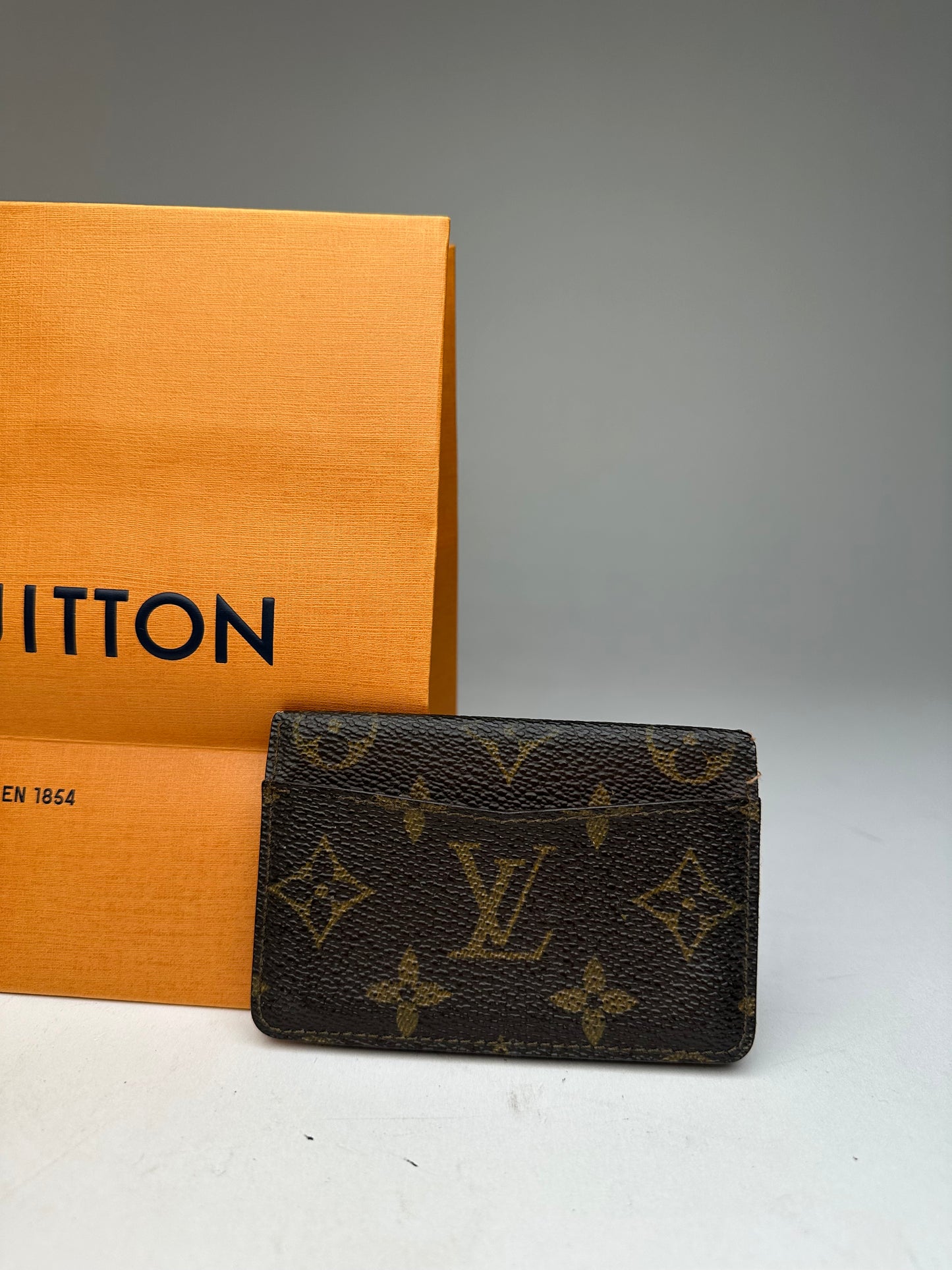 Vintage Louis Vuitton Leather Monogram Card Holder Brown