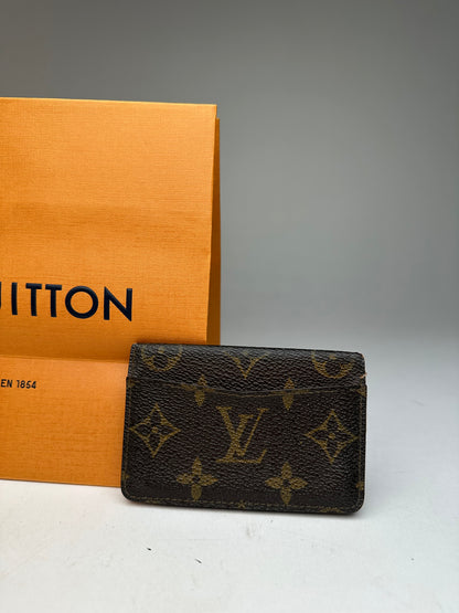 Vintage Louis Vuitton Leather Monogram Card Holder Brown