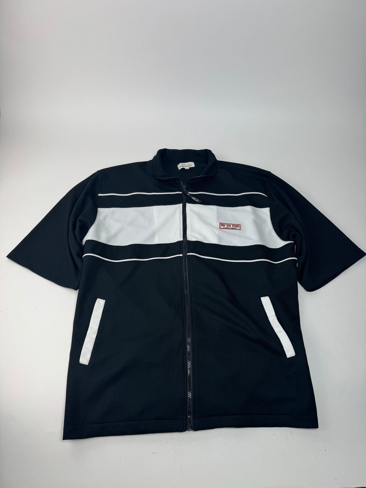 Vintage Kansai Yamamoto Short Sleeve Men's Jacket Black White XL