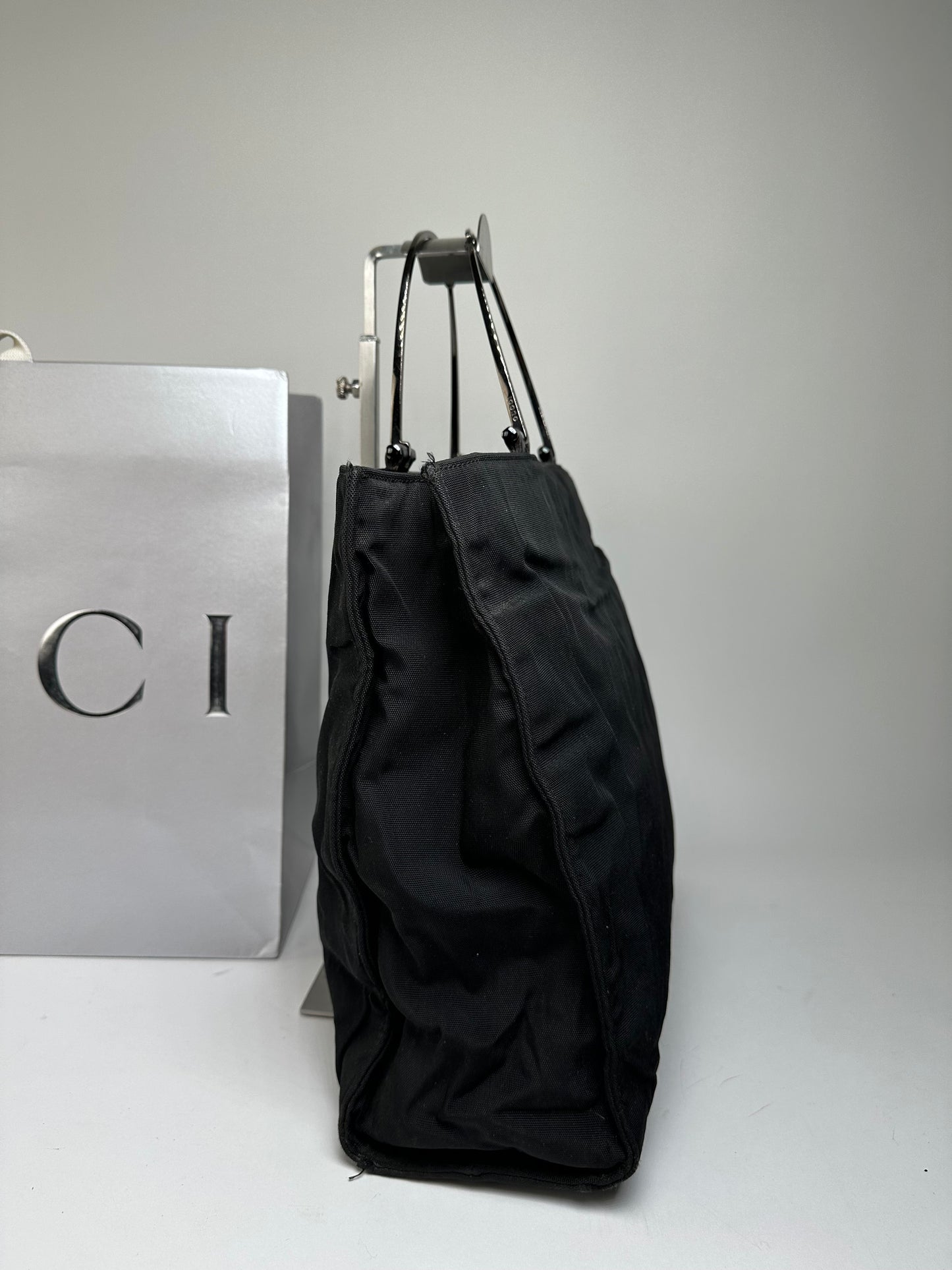 Vintage Gucci Nylon Canvas Tote Bag Black
