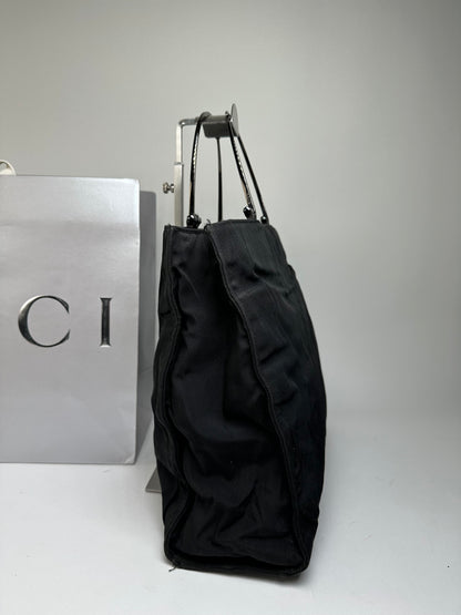 Vintage Gucci Nylon Canvas Tote Bag Black