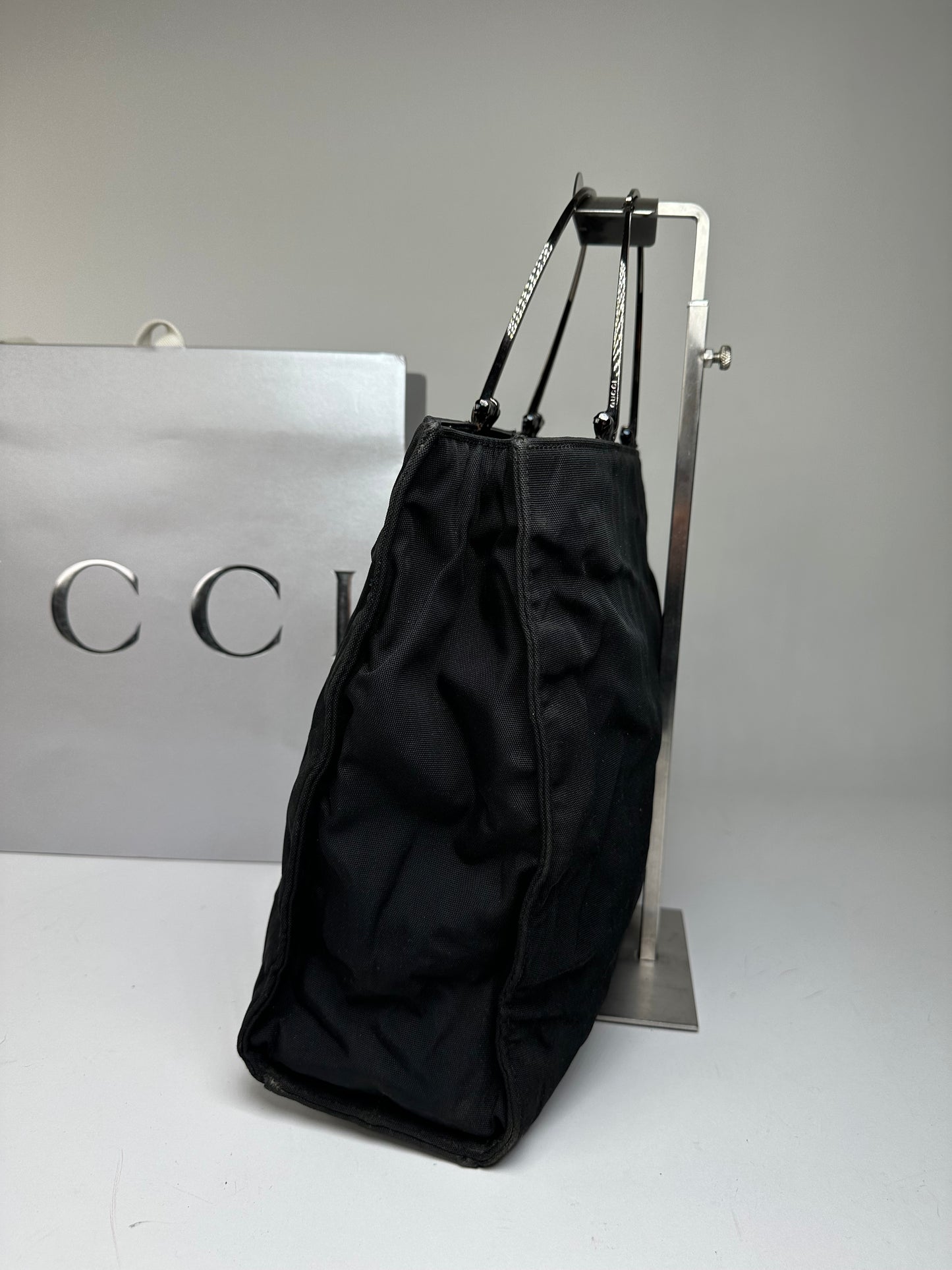 Vintage Gucci Nylon Canvas Tote Bag Black