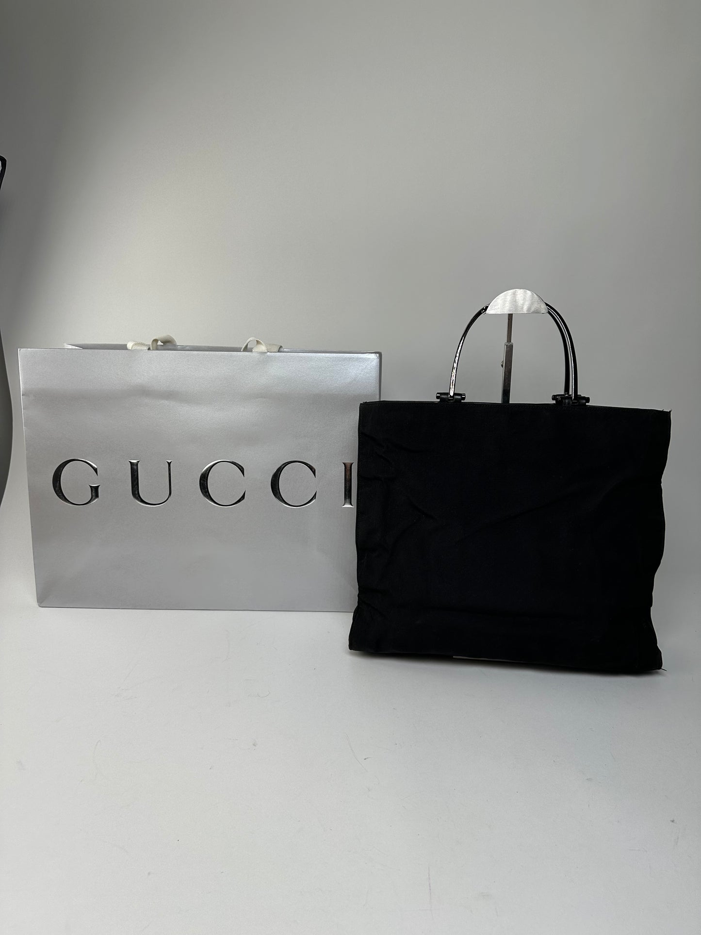 Vintage Gucci Nylon Canvas Tote Bag Black