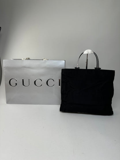 Vintage Gucci Nylon Canvas Tote Bag Black