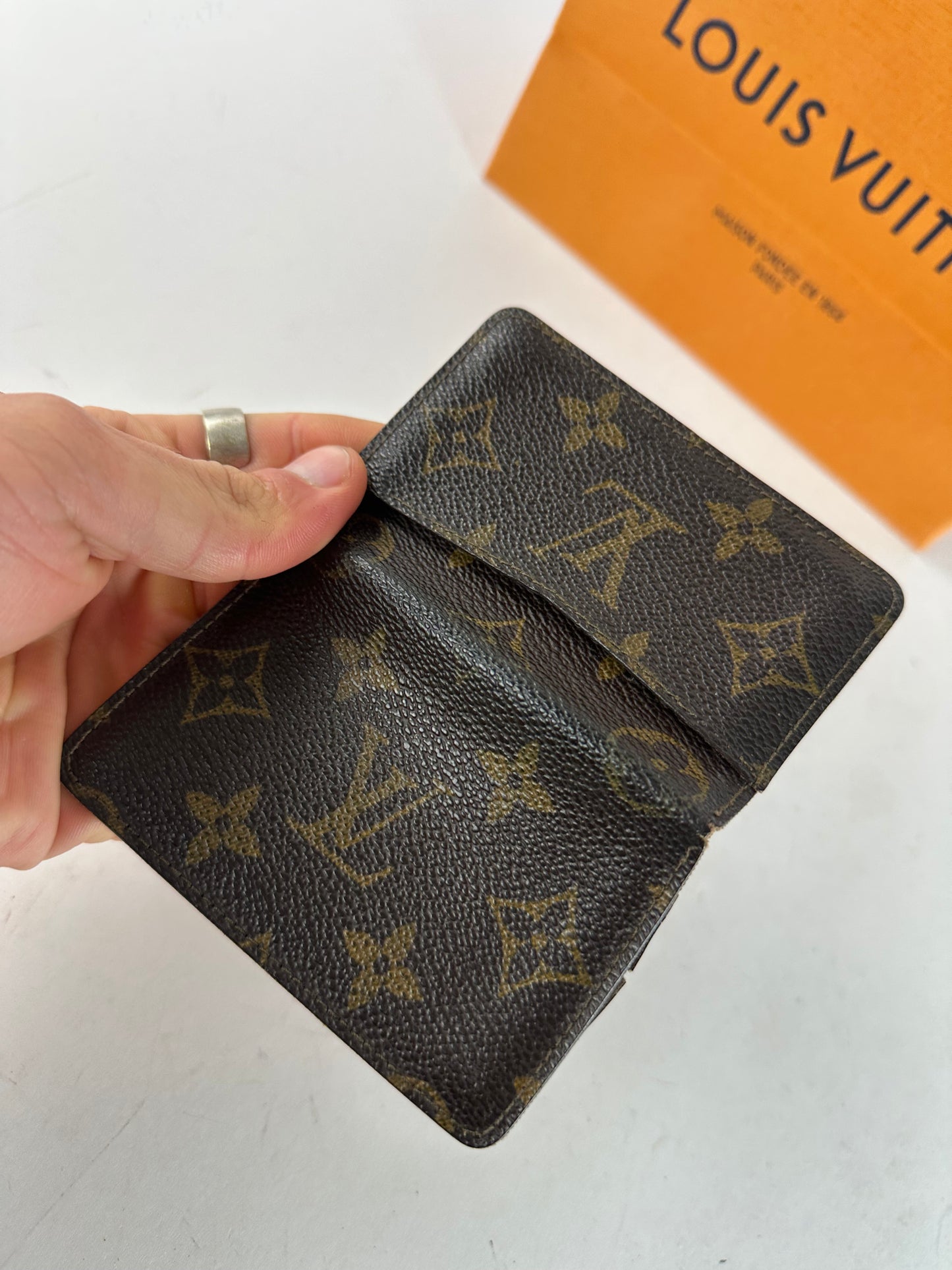 Vintage Louis Vuitton Leather Monogram Card Holder Brown