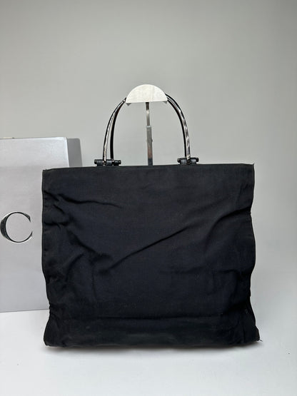 Vintage Gucci Nylon Canvas Tote Bag Black