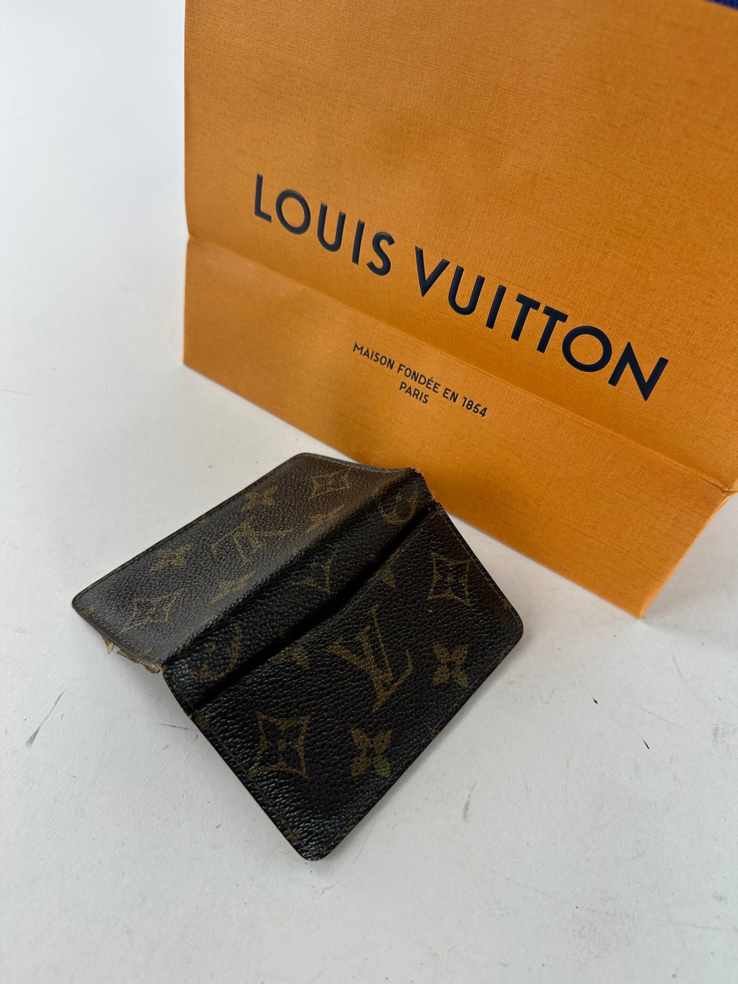 Vintage Louis Vuitton Leather Monogram Card Holder Brown