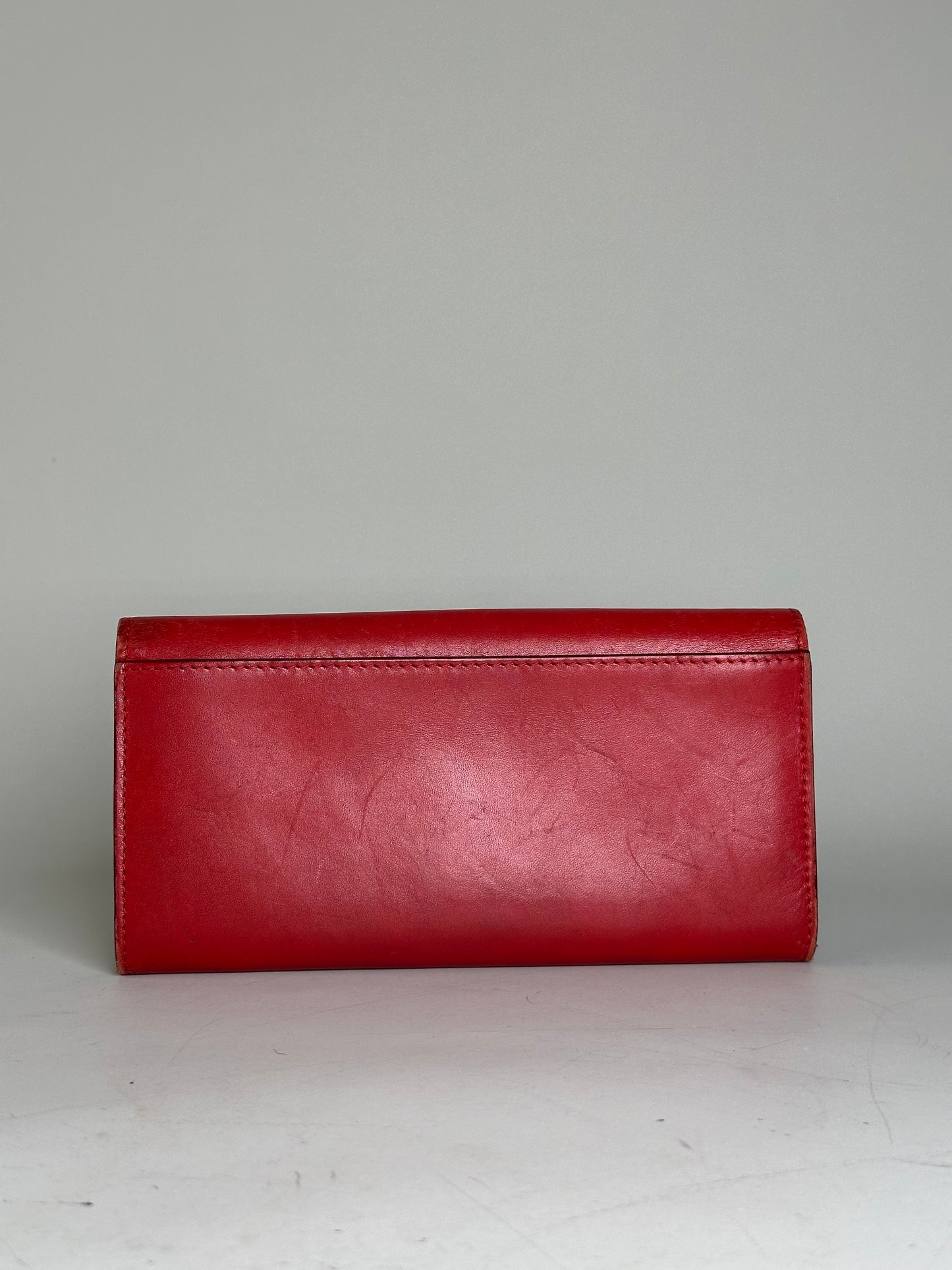 Vintage Celine Leather Long Wallet Red