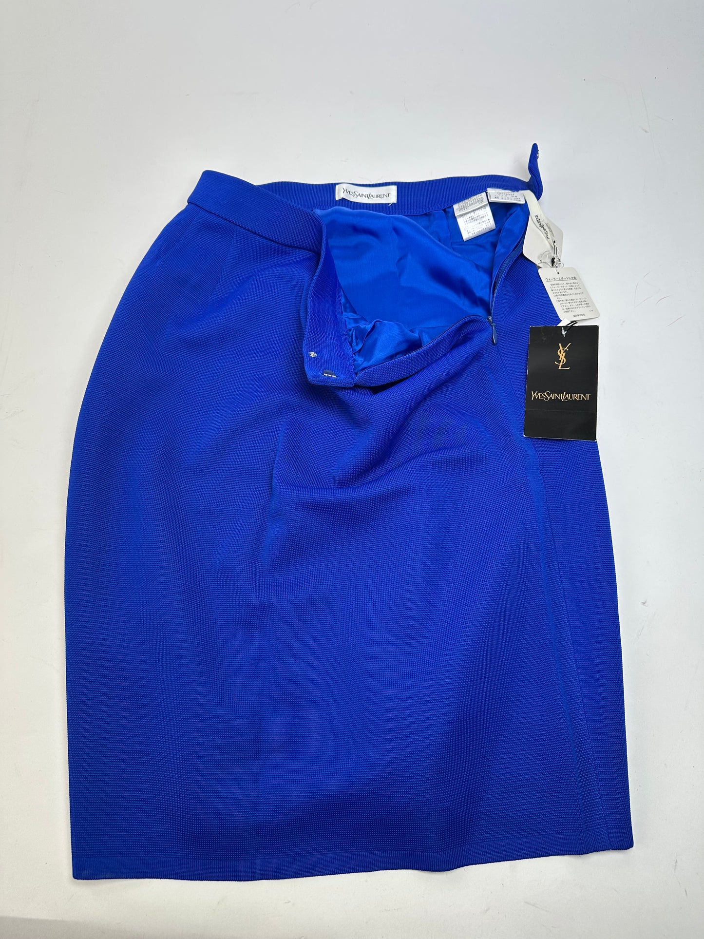 Vintage Yves Saint Laurent Wool Pencil Skirt Cobalt Blue New With Tags