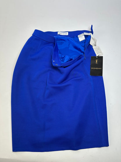 Vintage Yves Saint Laurent Wool Pencil Skirt Cobalt Blue New With Tags