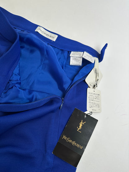 Vintage Yves Saint Laurent Wool Pencil Skirt Cobalt Blue New With Tags
