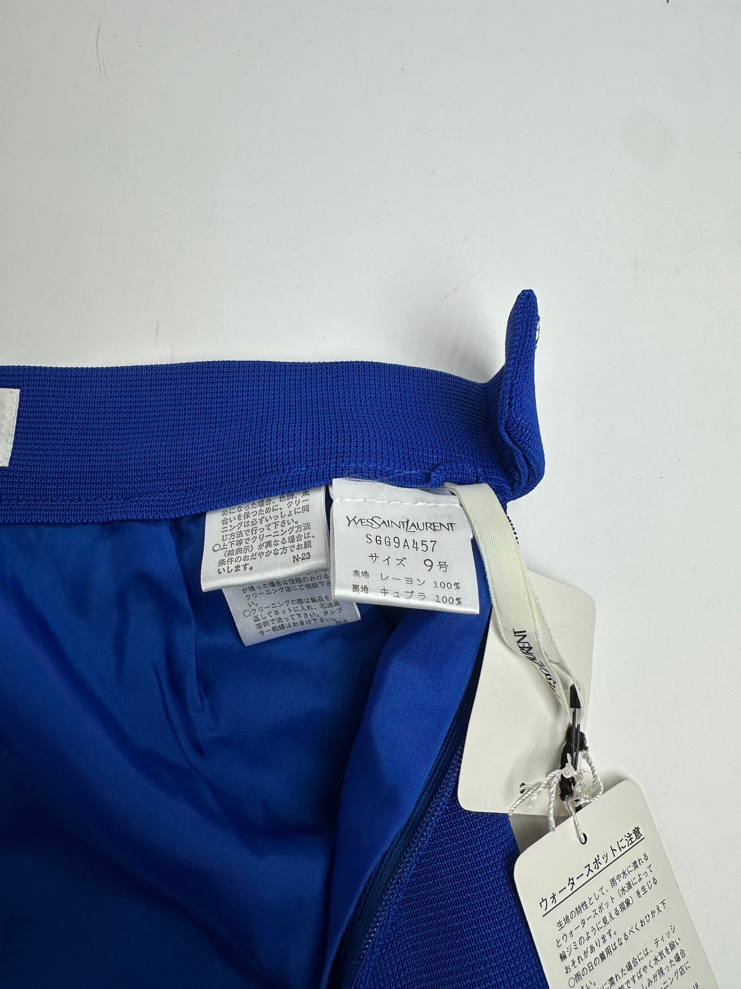 Vintage Yves Saint Laurent Wool Pencil Skirt Cobalt Blue New With Tags