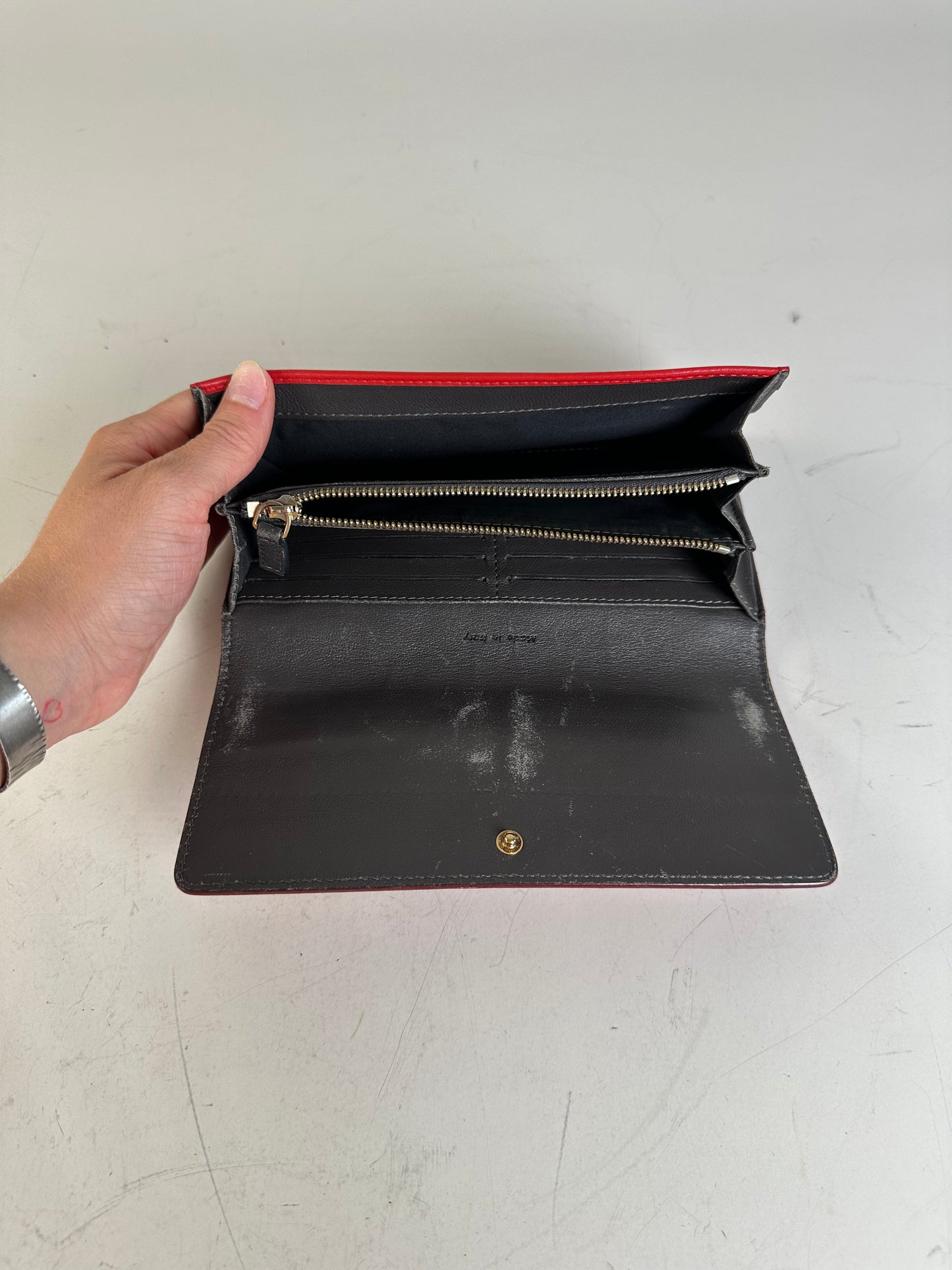 Vintage Celine Leather Long Wallet Red