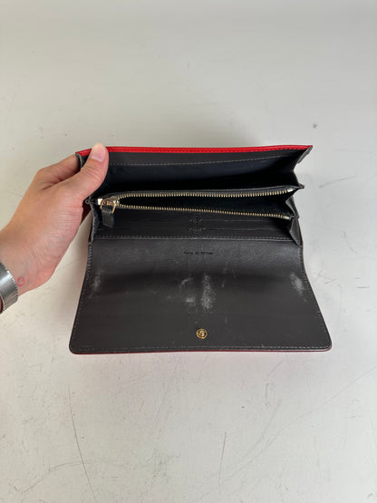 Vintage Celine Leather Long Wallet Red