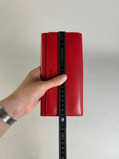 Vintage Celine Leather Long Wallet Red