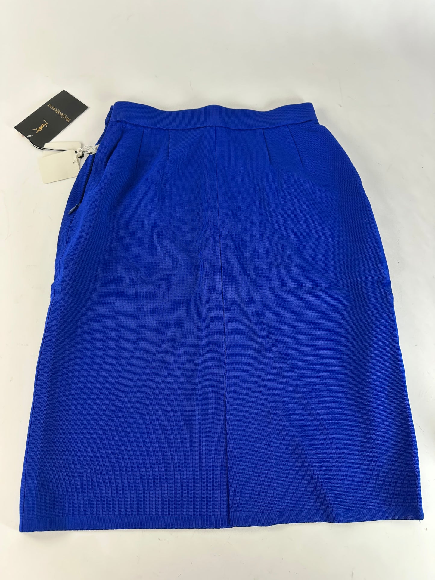 Vintage Yves Saint Laurent Wool Pencil Skirt Cobalt Blue New With Tags