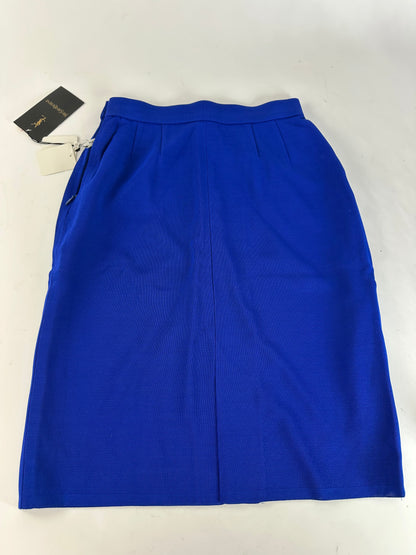 Vintage Yves Saint Laurent Wool Pencil Skirt Cobalt Blue New With Tags
