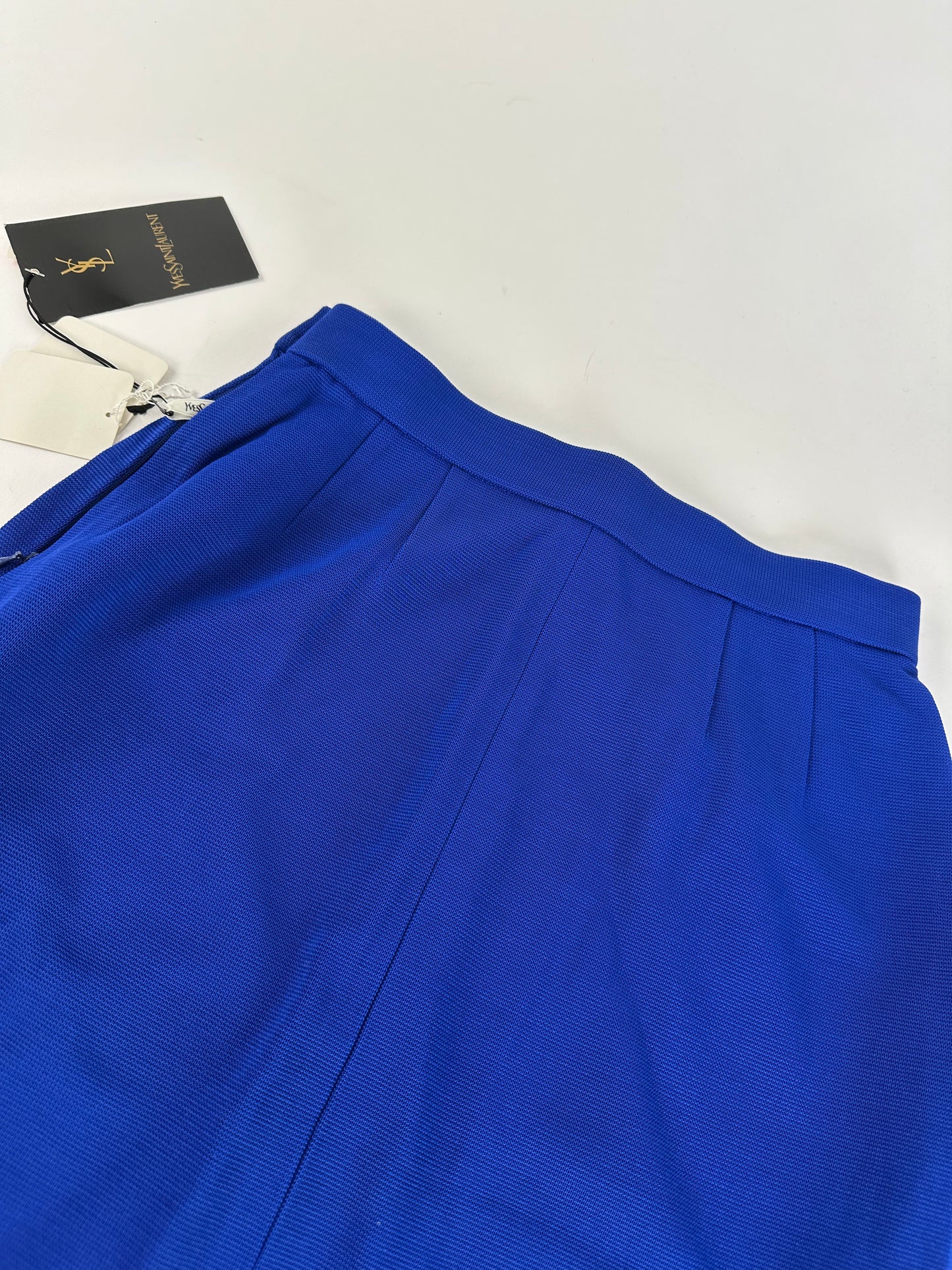 Vintage Yves Saint Laurent Wool Pencil Skirt Cobalt Blue New With Tags