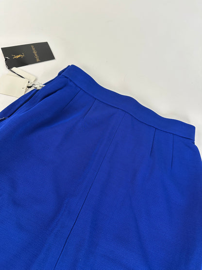 Vintage Yves Saint Laurent Wool Pencil Skirt Cobalt Blue New With Tags