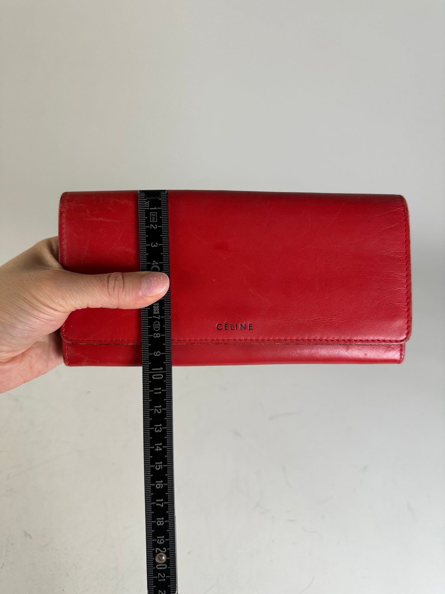 Vintage Celine Leather Long Wallet Red
