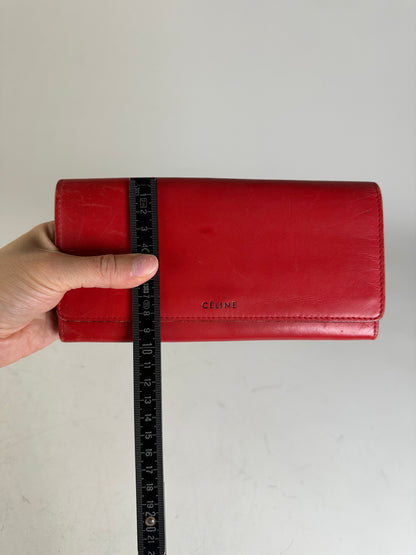Vintage Celine Leather Long Wallet Red