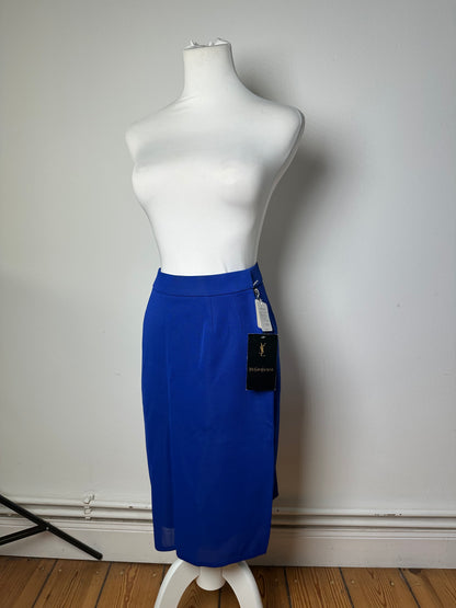 Vintage Yves Saint Laurent Wool Pencil Skirt Cobalt Blue New With Tags