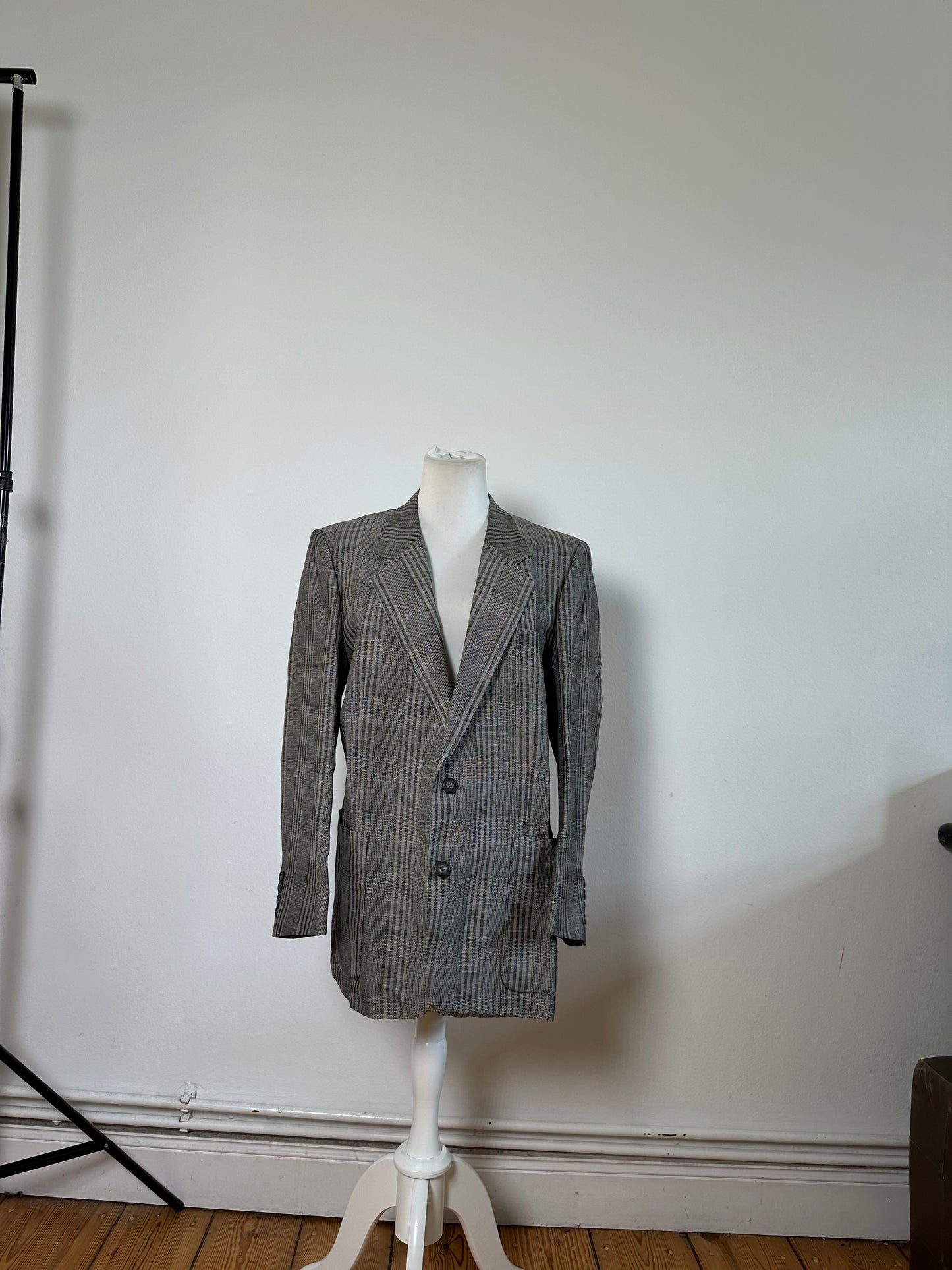 Vintage Dior Men's Wool Linen Blazer Grey Black M