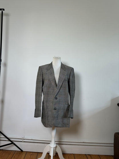 Vintage Dior Men's Wool Linen Blazer Grey Black M