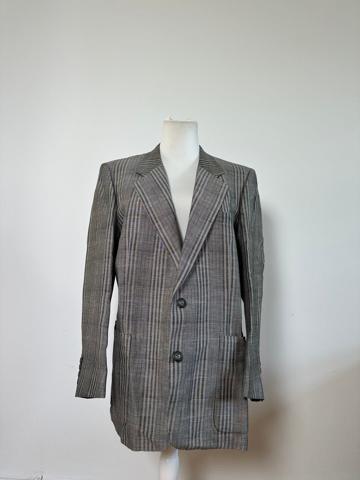 Vintage Dior Men's Wool Linen Blazer Grey Black M