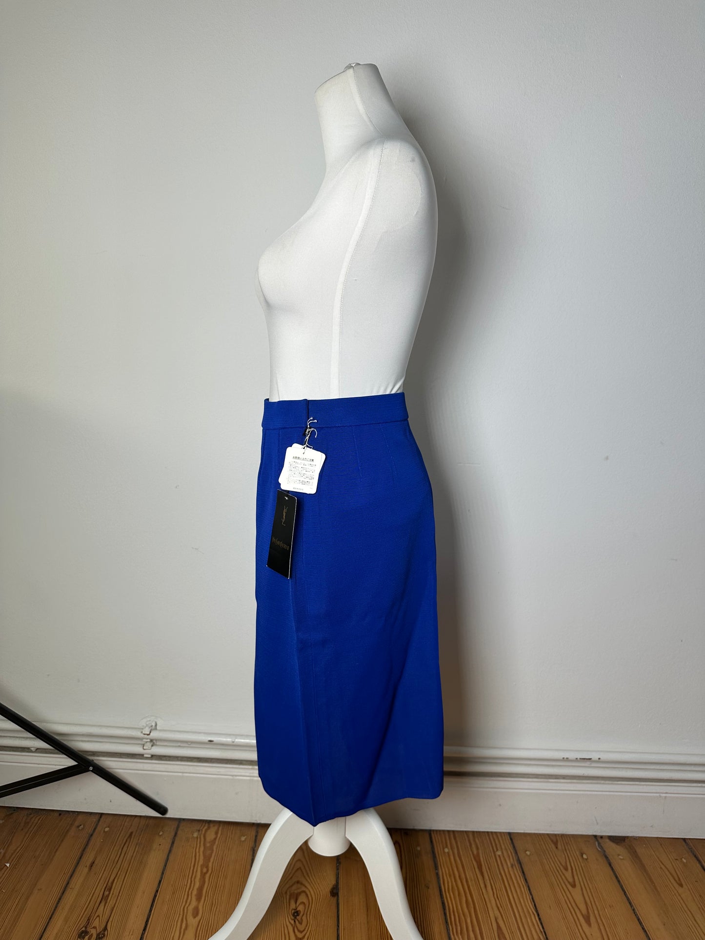 Vintage Yves Saint Laurent Wool Pencil Skirt Cobalt Blue New With Tags