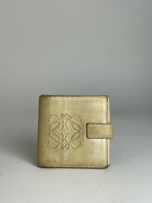 Vintage Loewe Madrid Anagram Leather Wallet Gold