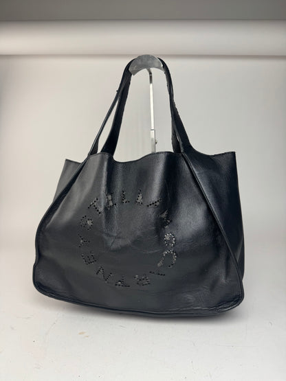 Vintage Stella Mc Cartney Vegan Leather Logo Tote Bag black