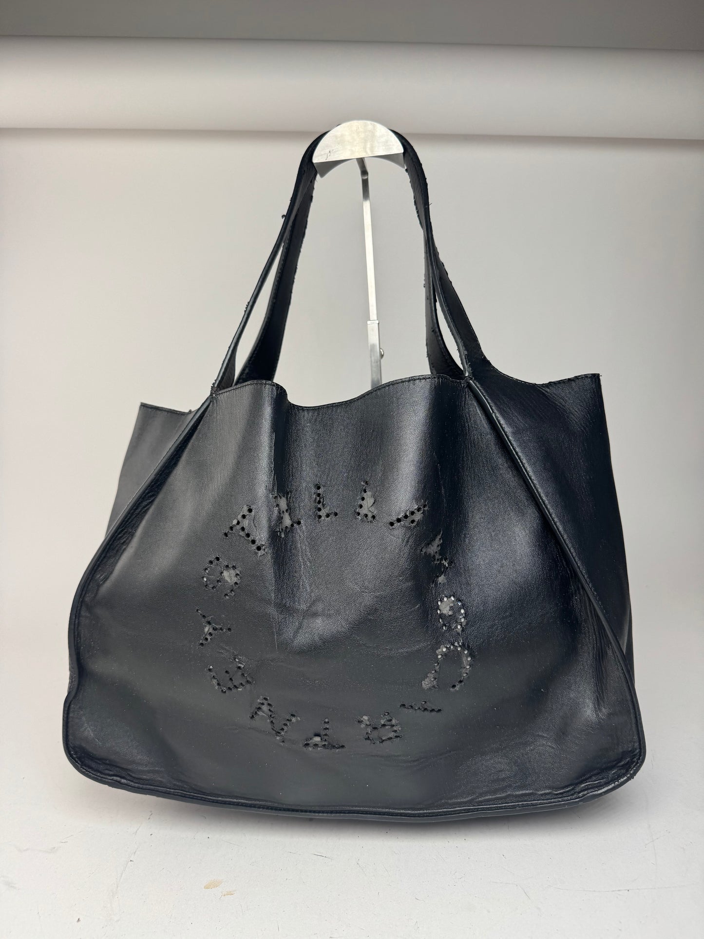Vintage Stella Mc Cartney Vegan Leather Logo Tote Bag black