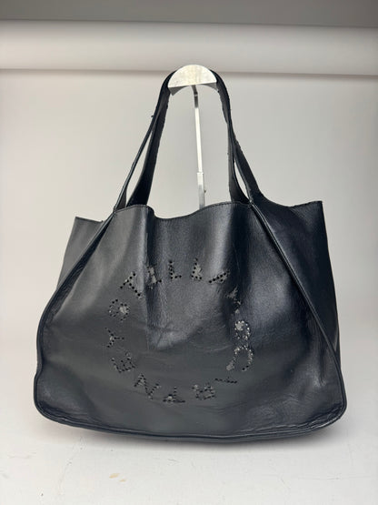 Vintage Stella Mc Cartney Vegan Leather Logo Tote Bag black
