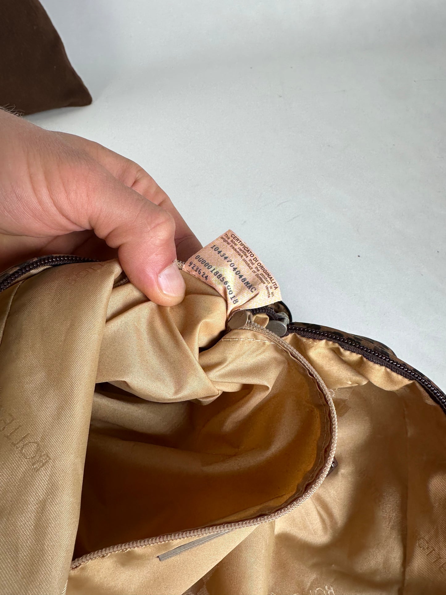 Vintage Bottega Veneta Leopard Suede Shoulder Bag Tan