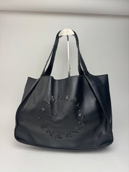Vintage Stella Mc Cartney Vegan Leather Logo Tote Bag black