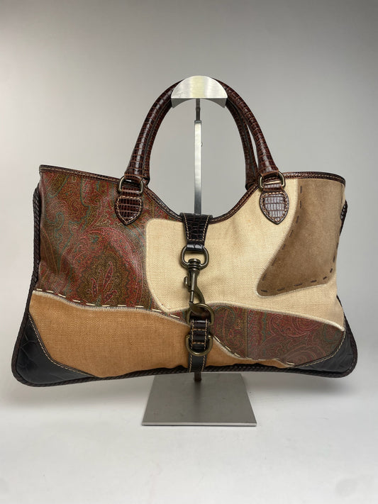Vintage Etro Multi Material Bag Brown beige